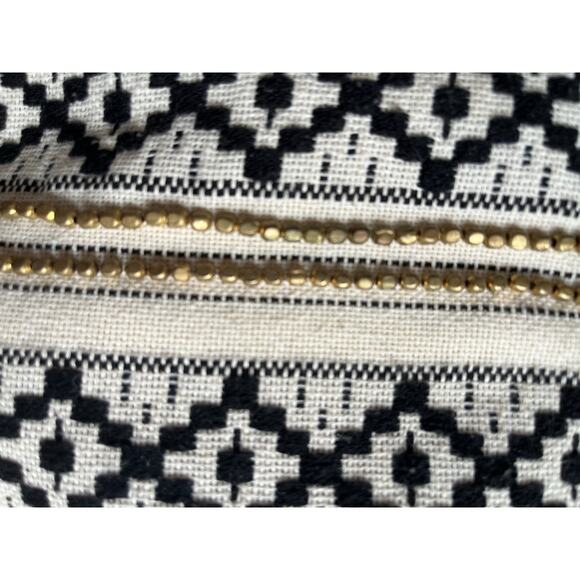 ANTIK KRAFT | Boho Chic Beaded Fringe Black & White w/Chain Strap Purse | EUC - Picture 5 of 9